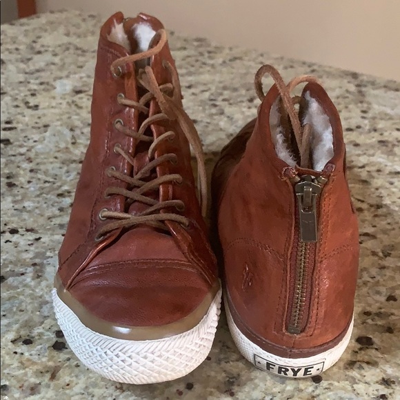Frye Shoes - Frye Greene Hightop Sherpa Lined Zip Sneakers